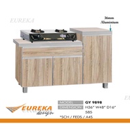 EUREKA 4ft XL Gas Kitchen Cabinet/Kabinet Dapur Gas Aluminium Edges Drawer