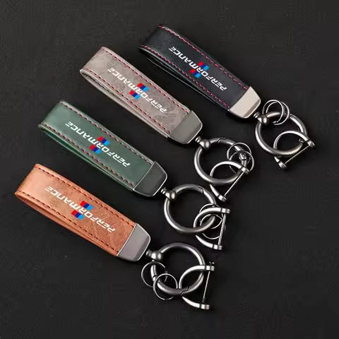 For BMW M PERFORMANCE M3 M5 X1 X3 X5 X6 E90 E46 E36 E34 Leather Car keychain Horseshoe Buckle Jewelr