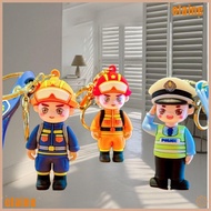 ELAINE Key Ring, Souvenir Backpack Pendant Firefighter Police Keychain, Car Key Holder Cute Decorati