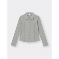 GU Ribbed Polo Cardigan Q Gray