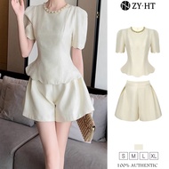 ZY.HT EraVogue 2 mảnh Set Puff Up Sleeve + Shorts Work Suit Hi-Suit nữ Jumpsuit nữ 9868
