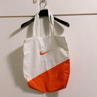 全新 Nike 橘色 白色 個性 時尚 潮流 手提袋 棉材質 購物袋 正品