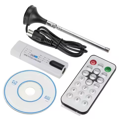 Digital Satellite DVB T2 USB TV Stick Tuner with Antenna Remote HD USB TV Receiver DVB-T2/DVB-T/DVB-