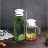 Glass Water Jug with White Cover Drinking Glass Jug Cold & Hot Water Beverage Juice Water Jug Water 