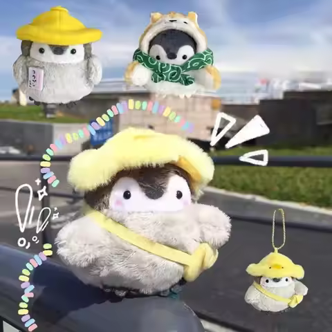 Cute Penguin Plush Key Ring Tourist Hat Penguin Keychain For Girls Gifts Creative School Bag Keychai