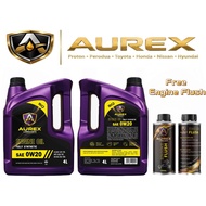 AUREX 0W20 Fully Synthetic Engine Oil API SQ GF-7A (4 Liter) Proton Perodua Honda Nissan Toyota