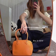Hermes mini plume手提包橙色金扣 Epsom皮98新配件塵袋20*15*7
