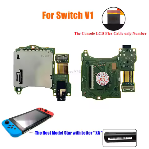 Original Replacement Game Card Slot Socket Reader Board with Earphone Headphone Jack Port for Switch