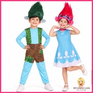 Poppy Trolls Dress Up Costume with Wig Hairband for Girl