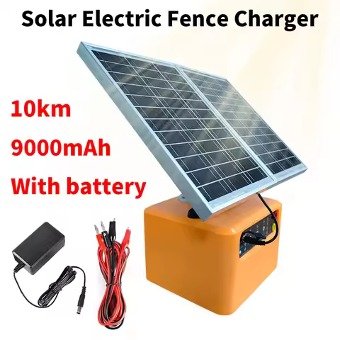 30 Miles Solar Electric Fence Charger Adjustable 1.5 J 4 Gear 6/8/10/12KV for Animal Farm Livestock 