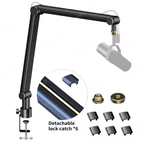 Microphone Boom Arm Adjustable Microphone Stand Cable Management Professional Recording Studio for S