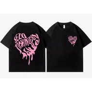 oversize wanita atasan fashion pink heart sezo graffiti ootd kaos cewek korean bisa cod bahan katun