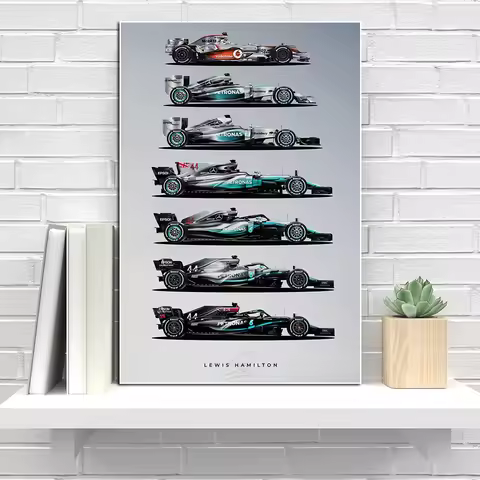 Formula Grand Prix Winner Hamilton Racing Evolutionary History Canvas Painting Sports Car Poster Pri