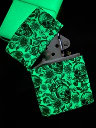 Zippo glow in the dark  Skeleton lighter 夜光骷髏頭玫瑰花圖案打火機