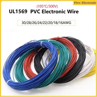 10M UL1569 PVC Electronic Wire 16/18/20/22/24/26/28/30AWG Cable  Single Core Multi-strand  Wire Tinn