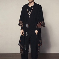 [Hàng Mới Về] Áo Khoác Kimono Nhật Bản Áo Cardigan Nam Haori Yukata Trang Phục Samurai Nam Áo Khoác 