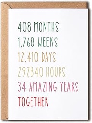 34Th Anniversary Card - Funny 34 Years Wedding Anniversary Card - Funny Wedding Anniversary Card - 3