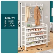 全城熱賣 - 鞋架衣帽架一體多層收納置物架【鞋架+衣帽架5層80cm大號白色】#