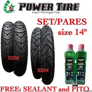 POWER TIRE Size 14 (SET/PARES) (Honda Beat, Honda Click, Mio 125, Mio Sporty, Skydrive, etc.) with Sealant/Pito