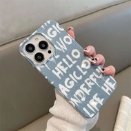 Niche Gray Blue English Hard Case Plastic Compatible iPhone 17PRO 17PROMAX 17 16 15 13 12 14 11 PRO 