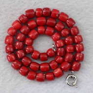 red coral 8-10mm irregular cube abacus rondelle beads jewelry necklace 18"