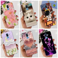 Samsung Galaxy J8 2018 / On8 SM-J810F J810G J810Y Case Cute Flower Cat Painted Soft Silicone TPU Phone Casing