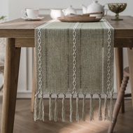 Nordic Jacquard Geometric Table Runner Tassel Fashion Tea Runner Dining Runner Long Polyester Cotton