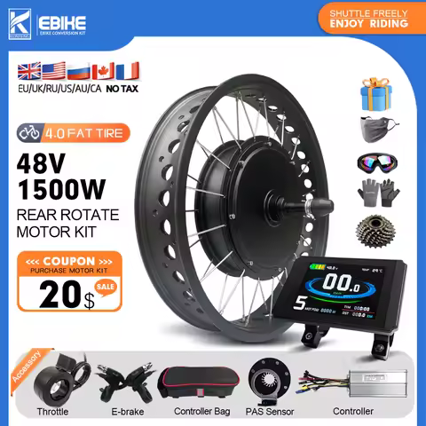 Fat Tire Bike Electric Motor 20/24/26 Inch 48V 1500W Wheel Rear Rotate Brushless Hub Motor Kit For S
