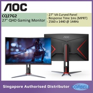 AOC CQ27G2 27" Curved Gaming QHD 144Hz VA Panel Monitor HDMI/ DP/  Free Sync/ Response time 1ms (MPRT)
