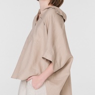 INCO LINEN เสื้อเชิ้ตโอเวอร์ไซส์ผู้หญิง แขนในตัว ผ้าลินิน 100% ทรงหลวม ใส่สบาย ระบายอากาศได้ดี คล่อง