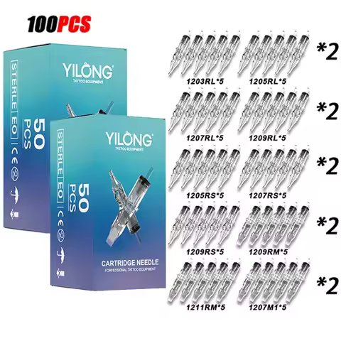 YILONG 100/20PCS Safety Cartridges Disposable Tattoo Transparent Needle For Tattoo Mixed Professiona