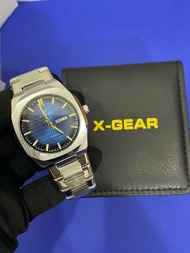 X gear jam men steel analog noodles date and day fungsi water resintant butterly claps