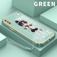 NaVVin Cartoon Boy Girl Couple Square Plated Phone Case for Vivo Y15S Y15A Y21 Y21s Y33s Y11 2019 Y17 Y15 Y12 Y12i Y12A Y12s Y20 Y20A Y20s Y20i Y50 Y30 Y30i Y81 Y83 Y85 Y91 Y93 Y91C Y95 V11 V11i V15 V20 Pro V21E V23 S1 Pro Z1 Pro TPU Back Cover