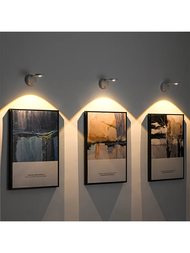 1入動感感應led夜燈聚光燈usb充電壁燈,用於照明畫作、圖片、壁畫、客廳、臥室、廚房,白色1200mah