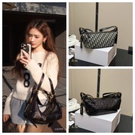 D-Journey Classic Pattern Canvas Bag with Leather Trim - Stylish Lady's Hobo/Lunch Bag