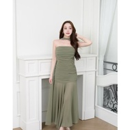 (Forward) Pirunya-Long Dress 20 For Going Out Strapless Draped Ruffled Skirt With Neck Strap