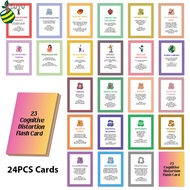 24PCS Cognitive Distortion Flash Cards Set CBT Therapy Tools Mental Health Education Cards Counselin