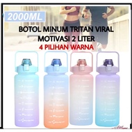 2 Liter Gradient Rainbow Gradient Motivational Drinking Water Bottle - 2 Liter