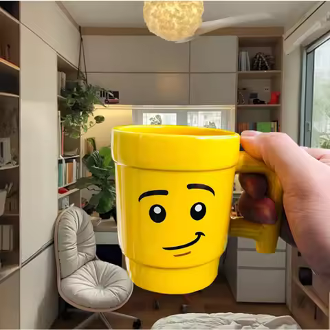 Ceramic Mug Cup 250ML Cute Smiley Face Ceramic Mug, Christmas Gift Funny Mug, Children's Drinking Cu