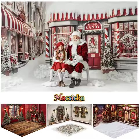 Merry Christmas Background Photography Backdrops Xmas Store Fireplace Winter Snow Decors Kids Adult 