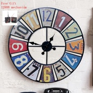 [Meimeier] Iron Clock Wall Clock Product Retro Wall Clock Decorative Wall Clock Round Clock