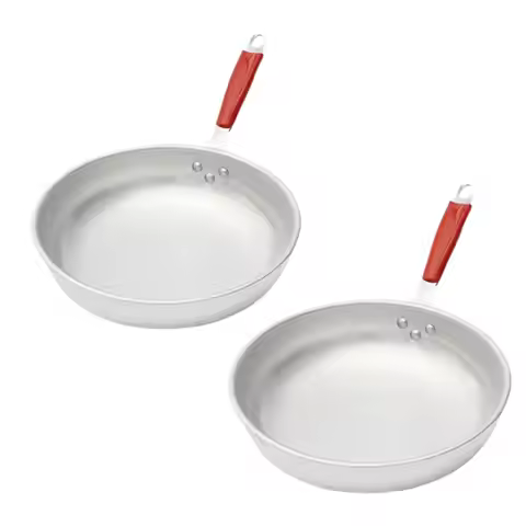 Saute Pan with Heat Resistant Handle Anti Stain Aluminum Professional Silver Cookware Induction Comp