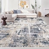 Area Rugs 9x12 Living Room: Washable Rug Modern Abstract Large Rugs Soft Non Slip Neutral Rug Stain 