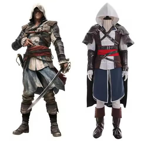 Edward Kenway Cosplay Costume Men Battle Uniform Suits Full Set Halloween Party Outfits