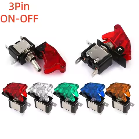 1PCS ASW-07D Button switch with LED lamp Metal rocker switch Toggle toggle lever Power switch 12V20A