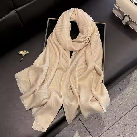 2026 New Product Simulation Silk Scarf Women's Fashion Shawl High Elegance Shawl Tencel Cotton Versa