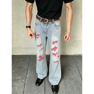 ED Hardy Heavy Industry Beaded Embroidered Denim Wide Leg Pants - Women's