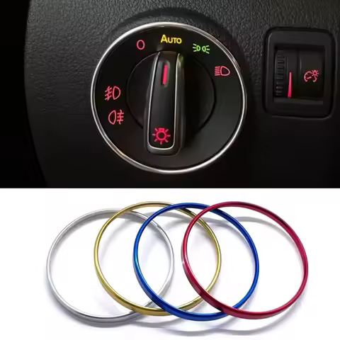 Car Headlight Switch Decorative Frame Trim Ring Sticker Fit for Volkswagen VW Golf Jett MK5 MK6 Pass