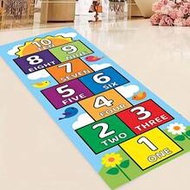 1pc Hopscotch Theme Table Runner, Size 80 X 120/160cm, Colorful Numeric & Bird Print, Reusable Washa