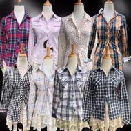 KEMEJA Y2k shirt, fited top, tartan shirt, plaid shirt, slim fit shirt, grunge, gothic, vintage core